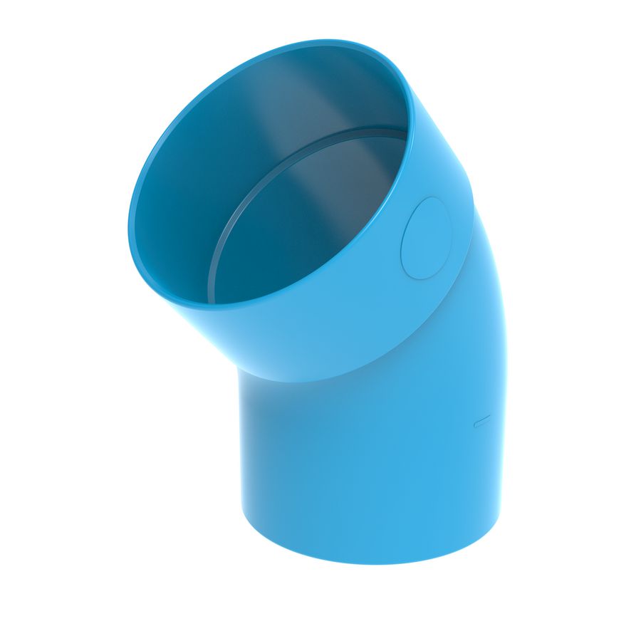 Bocht lijm 45° PVC luchtverdeelsysteem VENTIZA blauw Ø160mm mof/spie