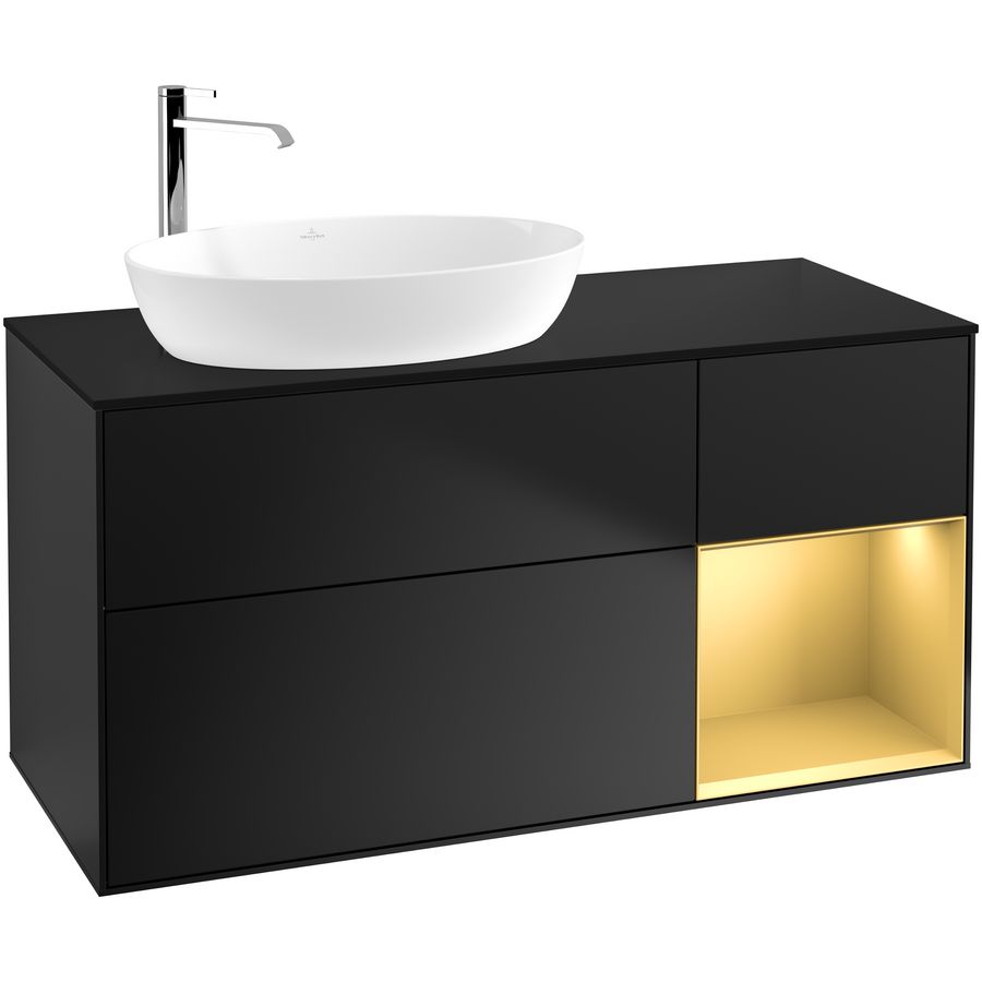 Wastafelonderkast Finion 1200x603x501mm Black Matt Lacquer G932HFPD
