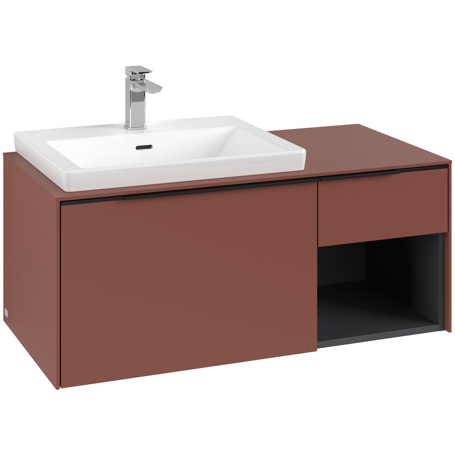 Wastafelonderkastkast SUBWAY 3.0 1001x422,5x516mm Wine Red C572L1AH greep Volcano Black