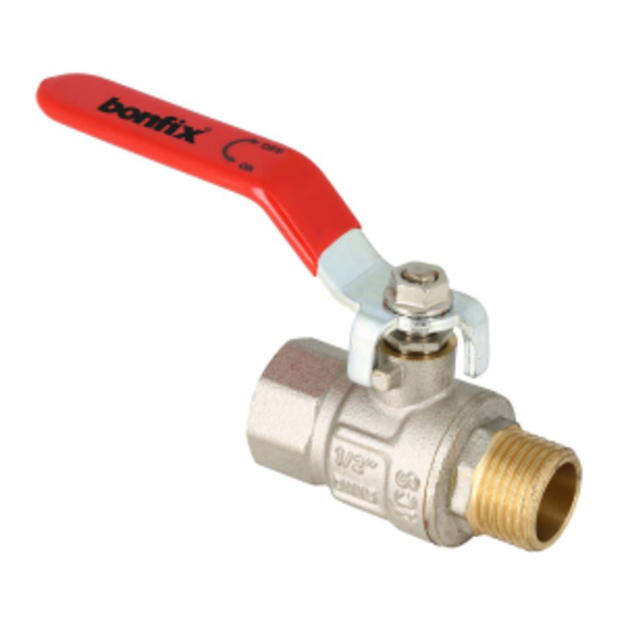 Kogelkraan 1/2" bi.dr.x1/2" bu.dr.+rode hendel PN25 VVE=50