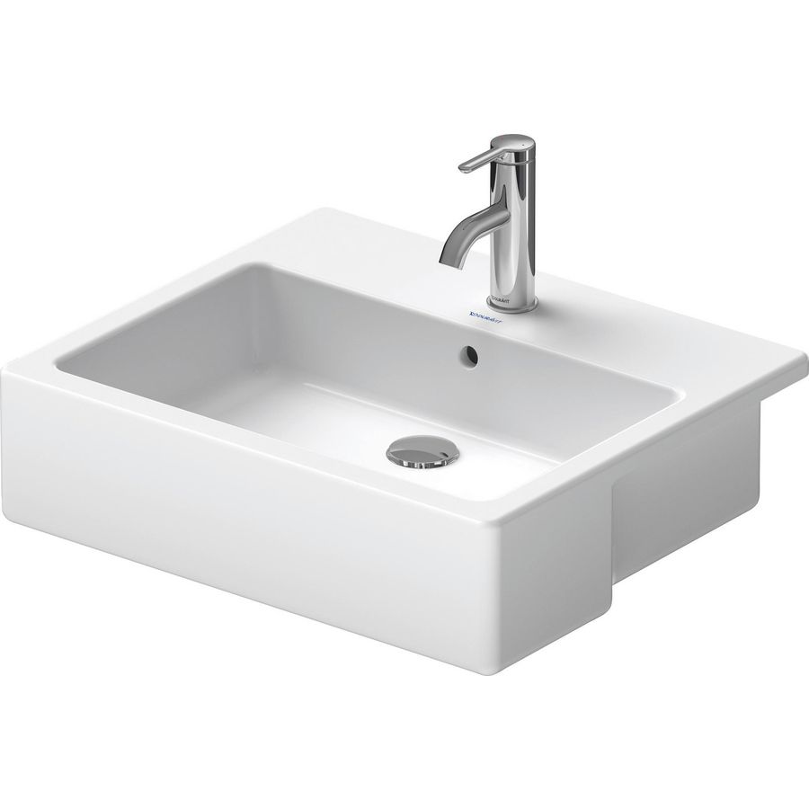 VERO #031455 halfinbouwwastafel 550mm wit met kraangat met overloop