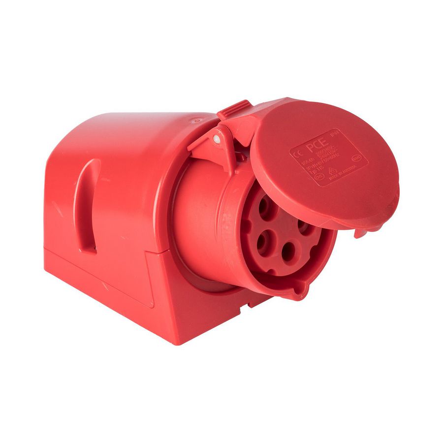 Wandcontactdoos CEE 16A 5p 400V 6h rood-rood IP44