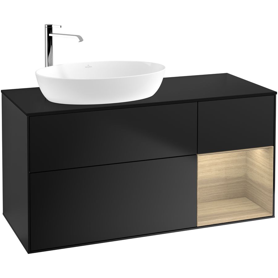 Wastafelonderkast Finion 1200x603x501mm Black Matt Lacquer G932PCPD