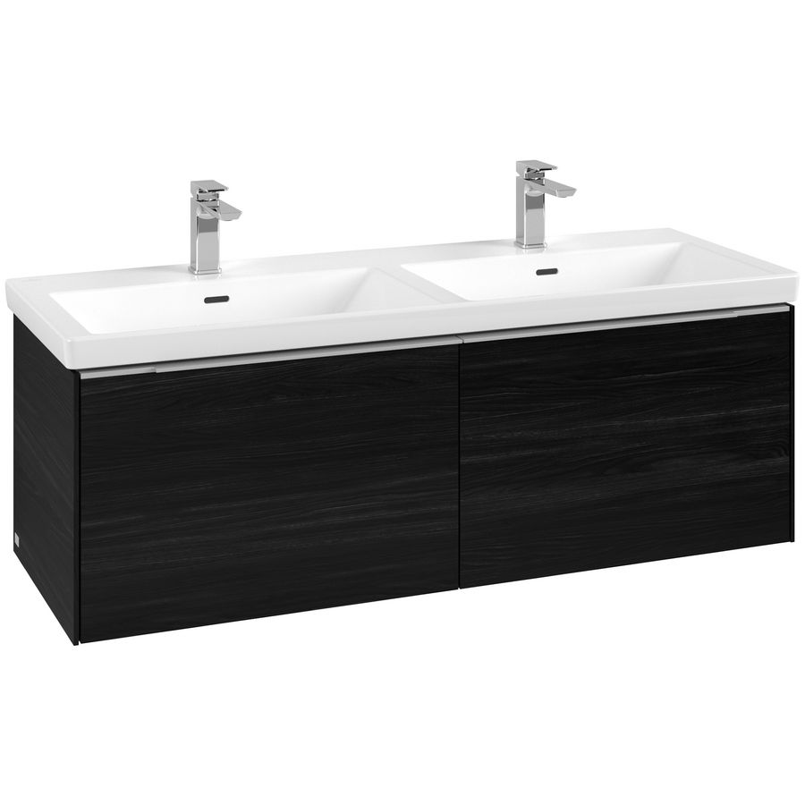 Wastafelonderkastkast SUBWAY 3.0 1272x429x478mm Black Oak C56700AB greep alu. glans