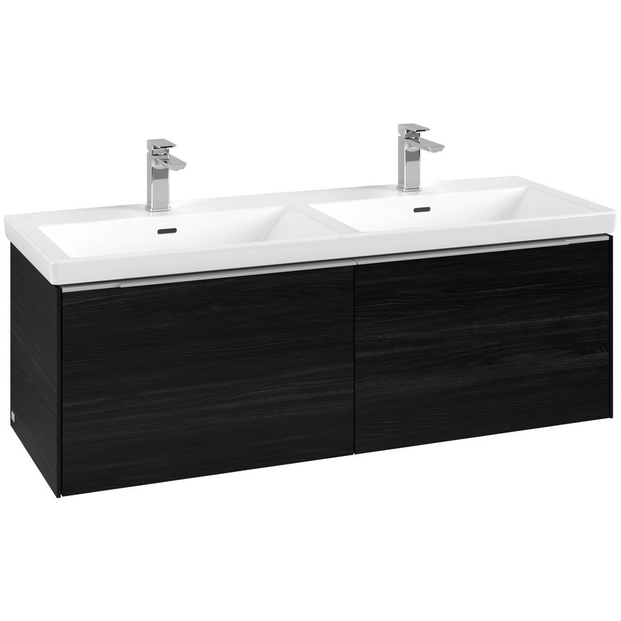 Wastafelonderkastkast SUBWAY 3.0 1272x429x478mm Black Oak C567L0AB greep alu. glans