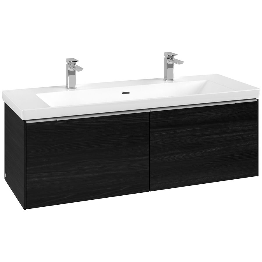 Wastafelonderkastkast SUBWAY 3.0 1272x429x478mm Black Oak C60100AB greep alu. glans
