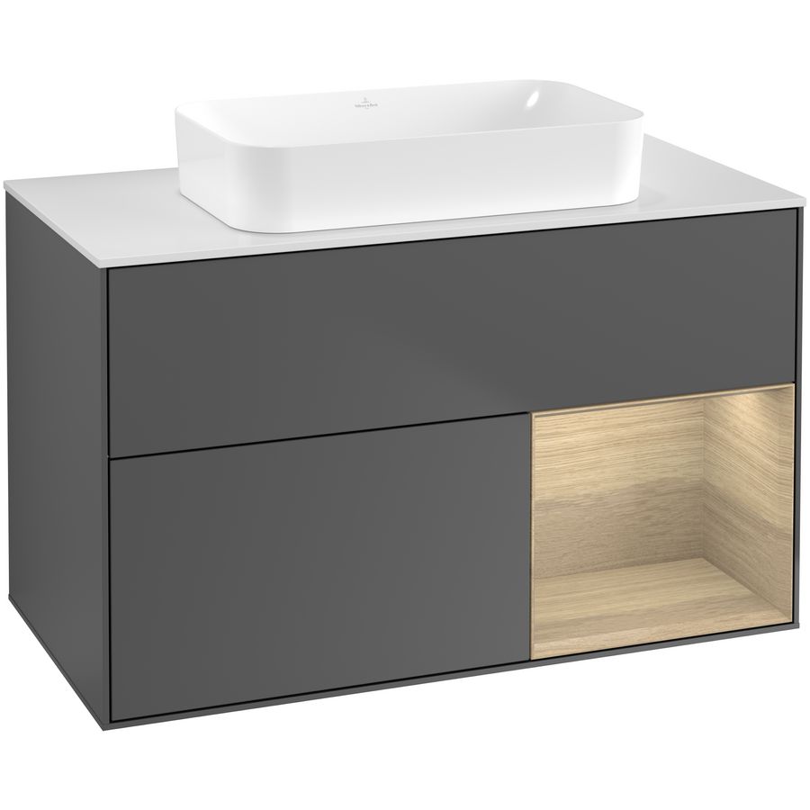 Wastafelonderkast Finion 1000x603x501mm Antr. Matt Lacquer G661PCGK