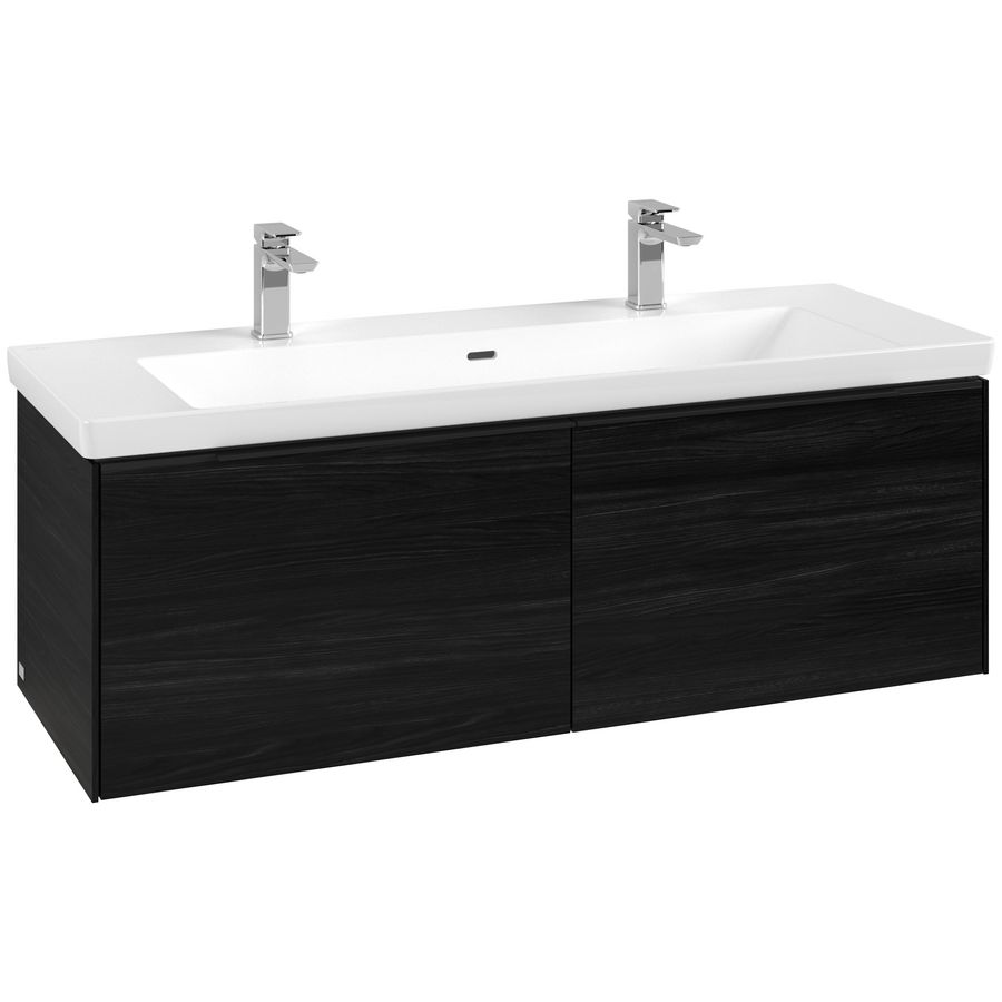 Wastafelonderkastkast SUBWAY 3.0 1272x429x478mm Black Oak C601L1AB greep Volcano Black