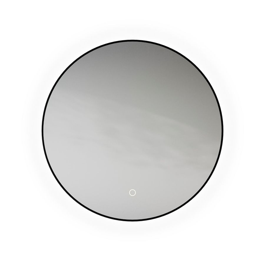 Spiegel Black Line Round matt black frame indirecte ledverlichting rondom 4200K Ø600mm