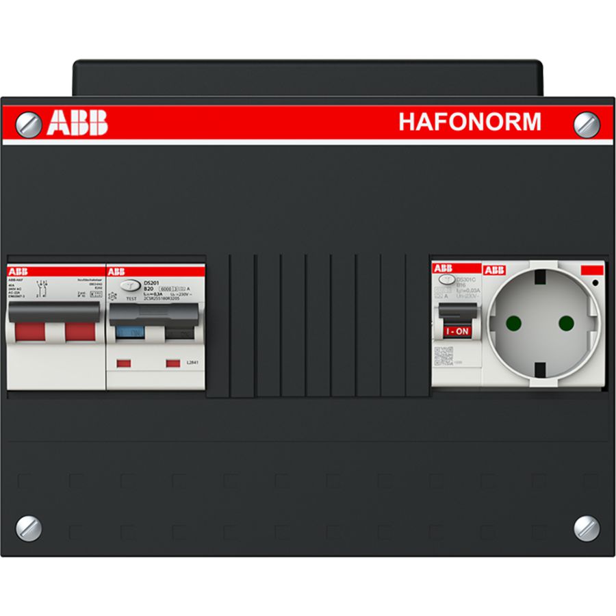 Groepenkast 1 fase 1 HS 40A 2P 1 PV RCBO B20 2P 300mA 1 wandcontactdoos