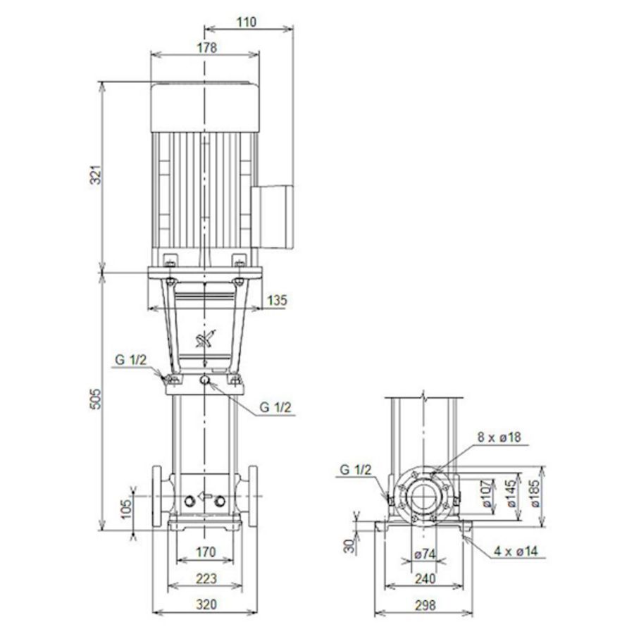 Centrifugaalpomp CR32-1 A-F-A-E-HQQE 3x400D 50 Hz