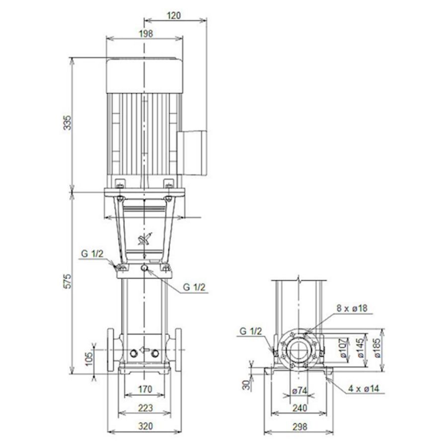 Centrifugaalpomp CR32-2-2 A-F-A-E-HQQE 3x400D 50 Hz