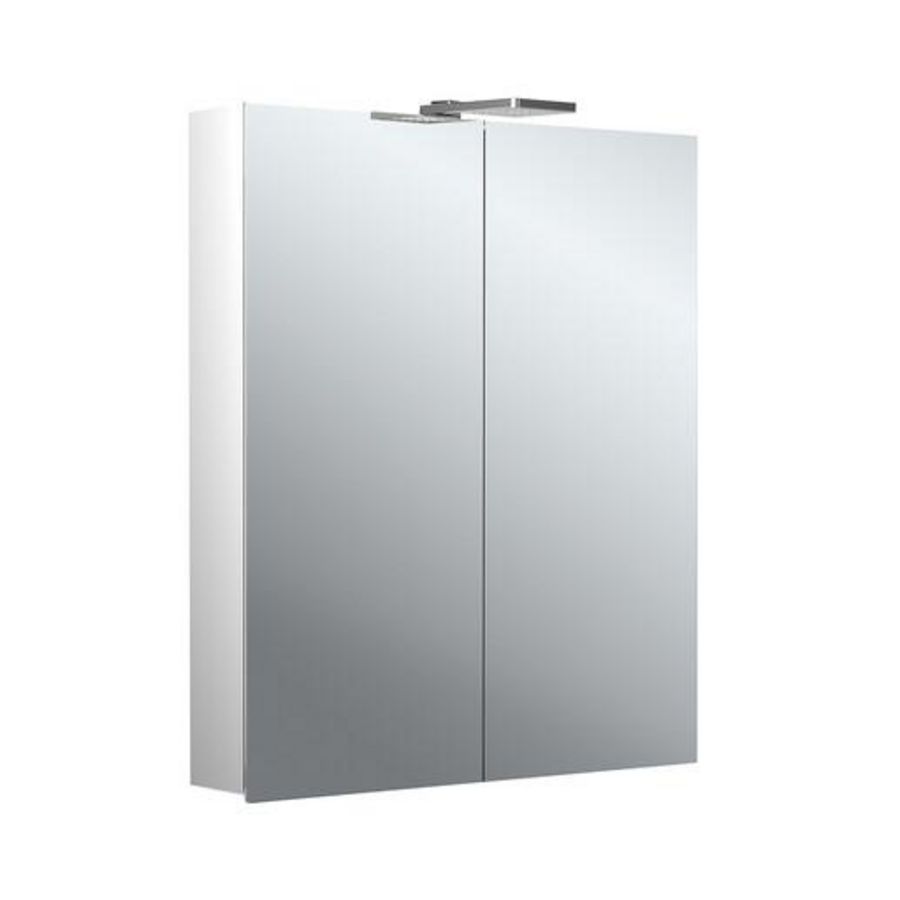 Led-spiegelkast Flat-2 Style 600mm aluminium opbouw 2 deuren H=711mm