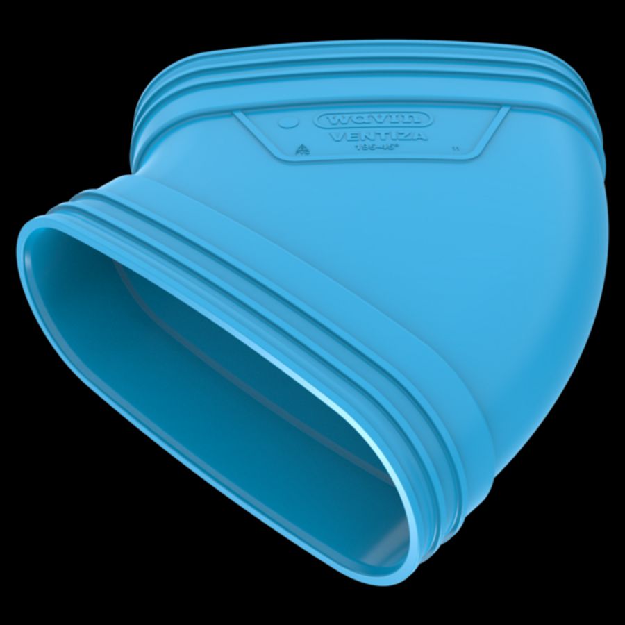 Bocht lijm 45° PVC luchtverdeelsysteem VENTIZA blauw (195x80mm) mof/mof