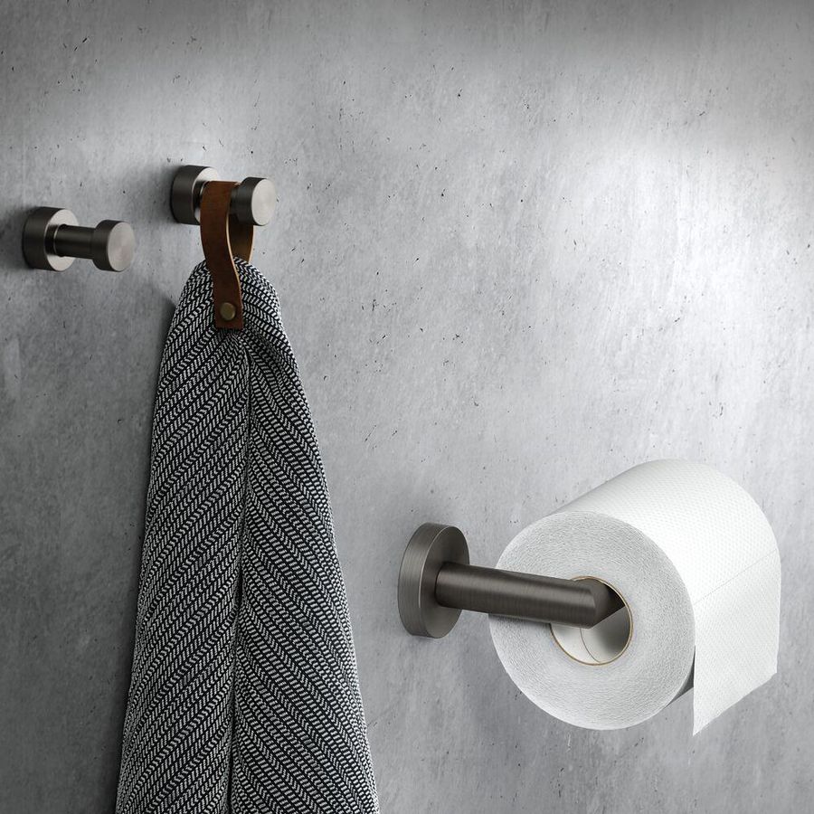Closetrolhouder zwart geborsteld zonder klep NEMOX BRUSHED BLACK METAL
