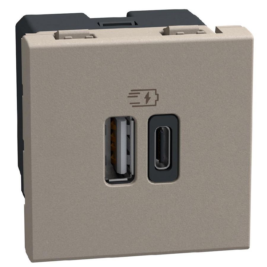 Light Now USB oplader type A+C - 15W - 2 modules - stone