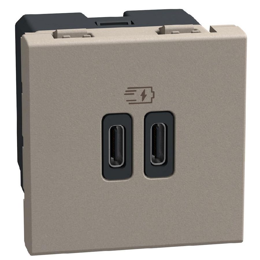 Light Now USB oplader type C+C - 15W - 2 modules - stone