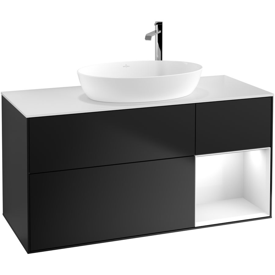 Wastafelonderkast Finion 1200x603x501mm Black Matt Lacquer G951GFPD