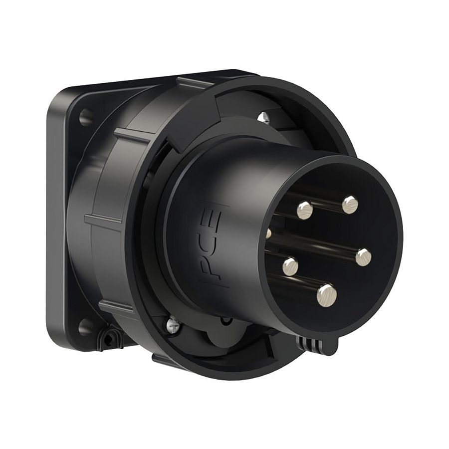 CEE inbouw toestelcontactdoos recht 63A 5p 400V 6h (rood) zwart IP67 toestel
