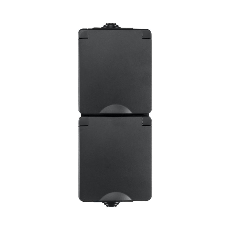Opbouw Wandcontactdoos 2-voudig Verticaal IP55 Zwart VVE=8