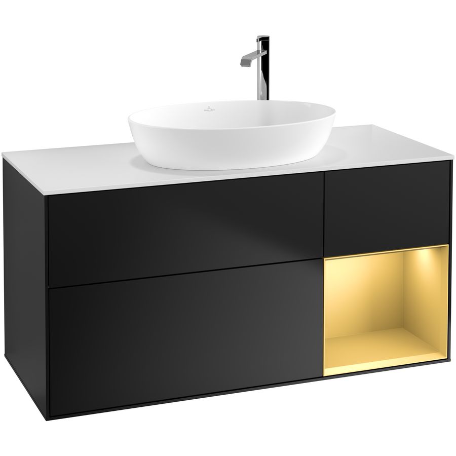 Wastafelonderkast Finion 1200x603x501mm Black Matt Lacquer G951HFPD