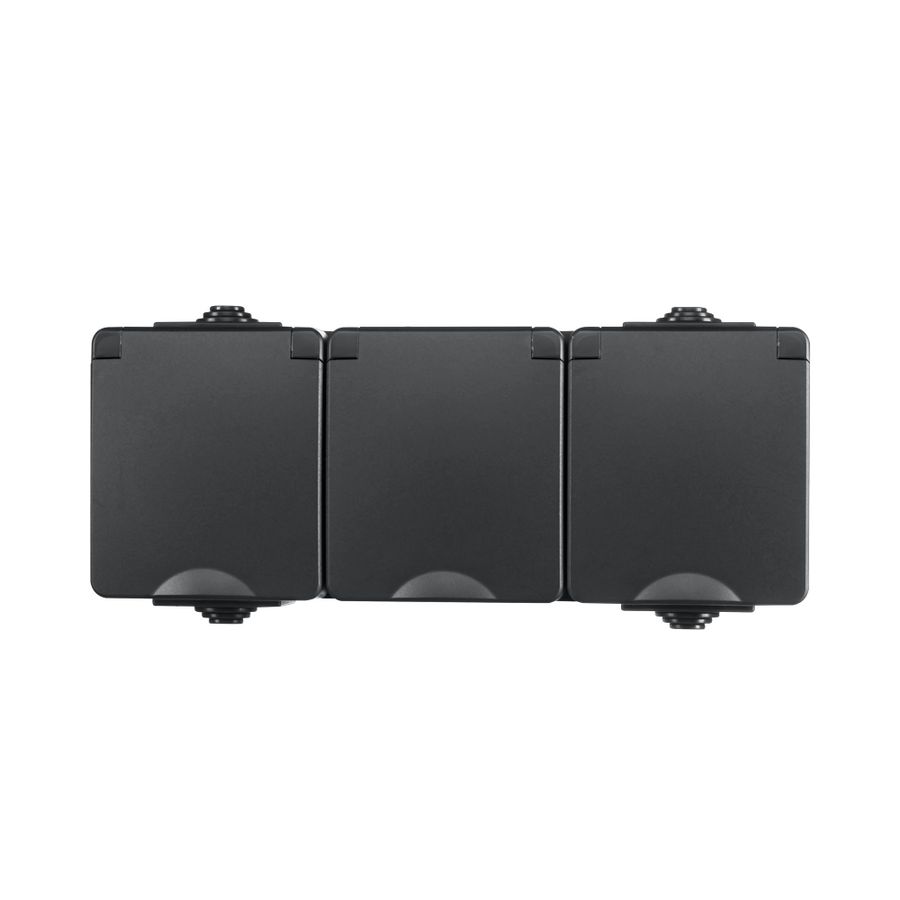 Opbouw Wandcontactdoos 3-voudig Horizontaal IP55 Zwart VVE=6