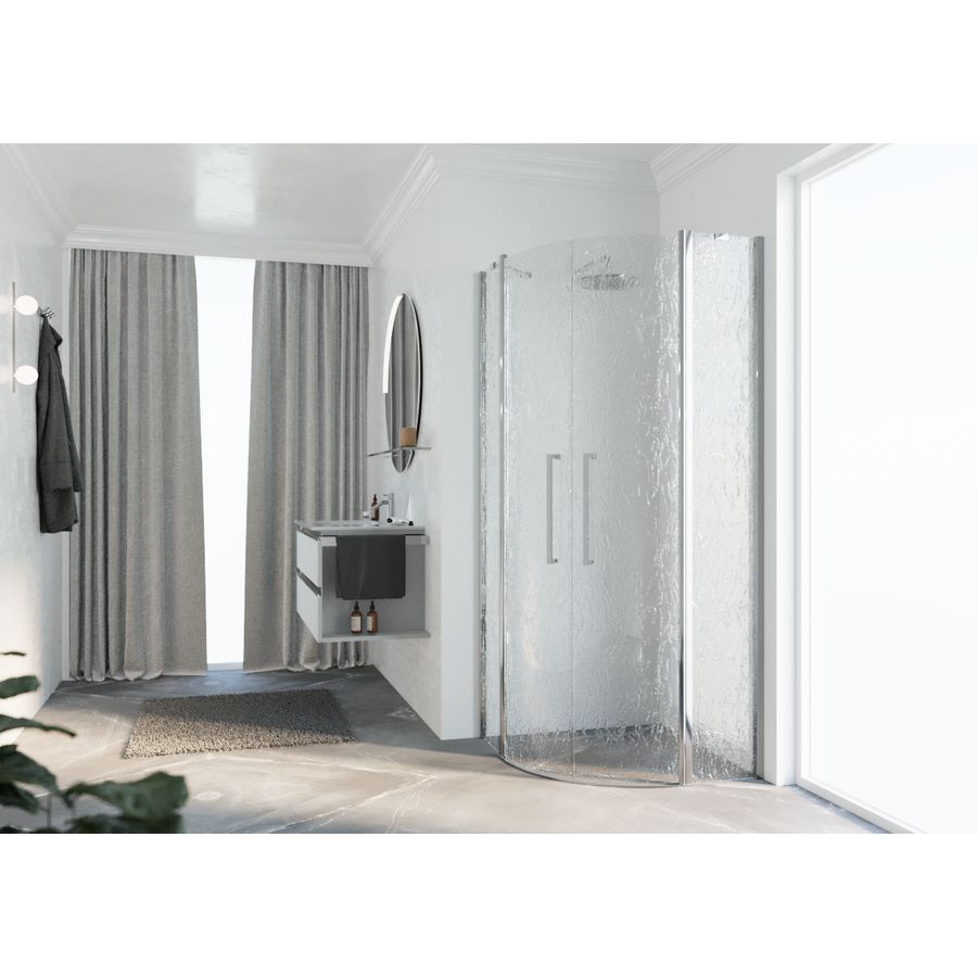 Douchewand Young R2 kwartrond 775-795x2000mm aqua chroom