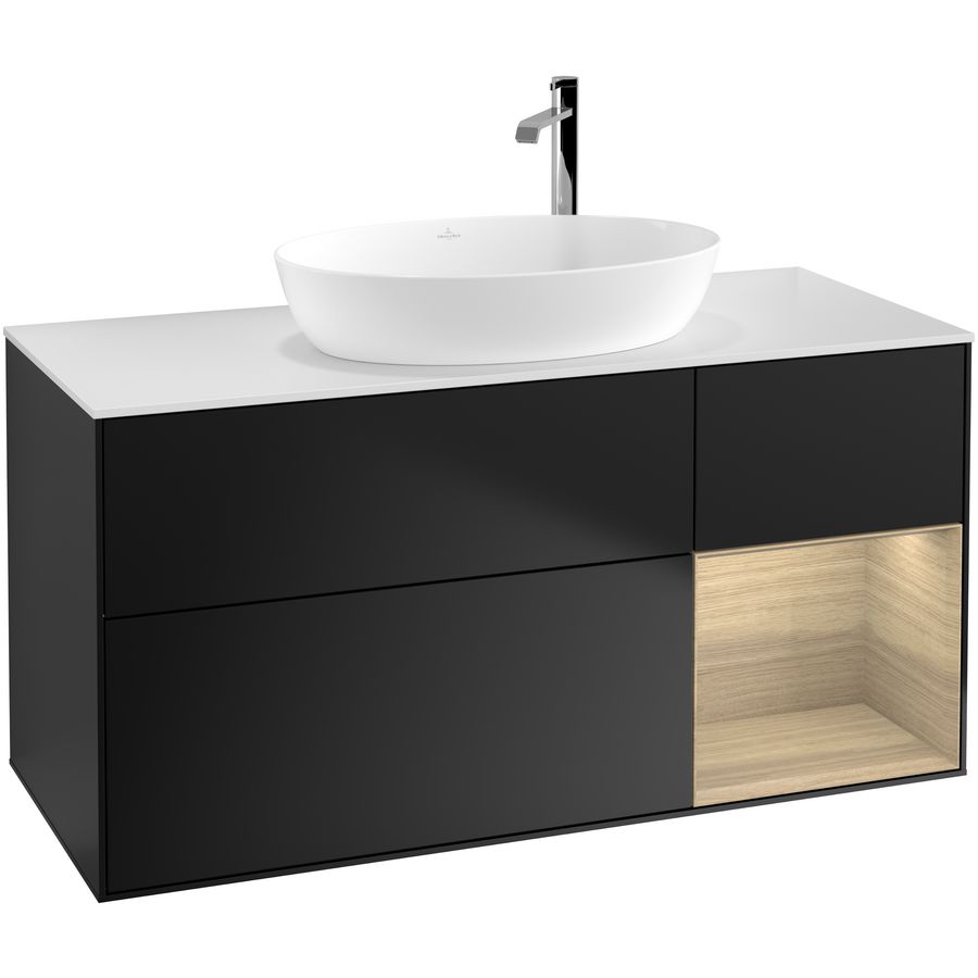 Wastafelonderkast Finion 1200x603x501mm Black Matt Lacquer G951PCPD