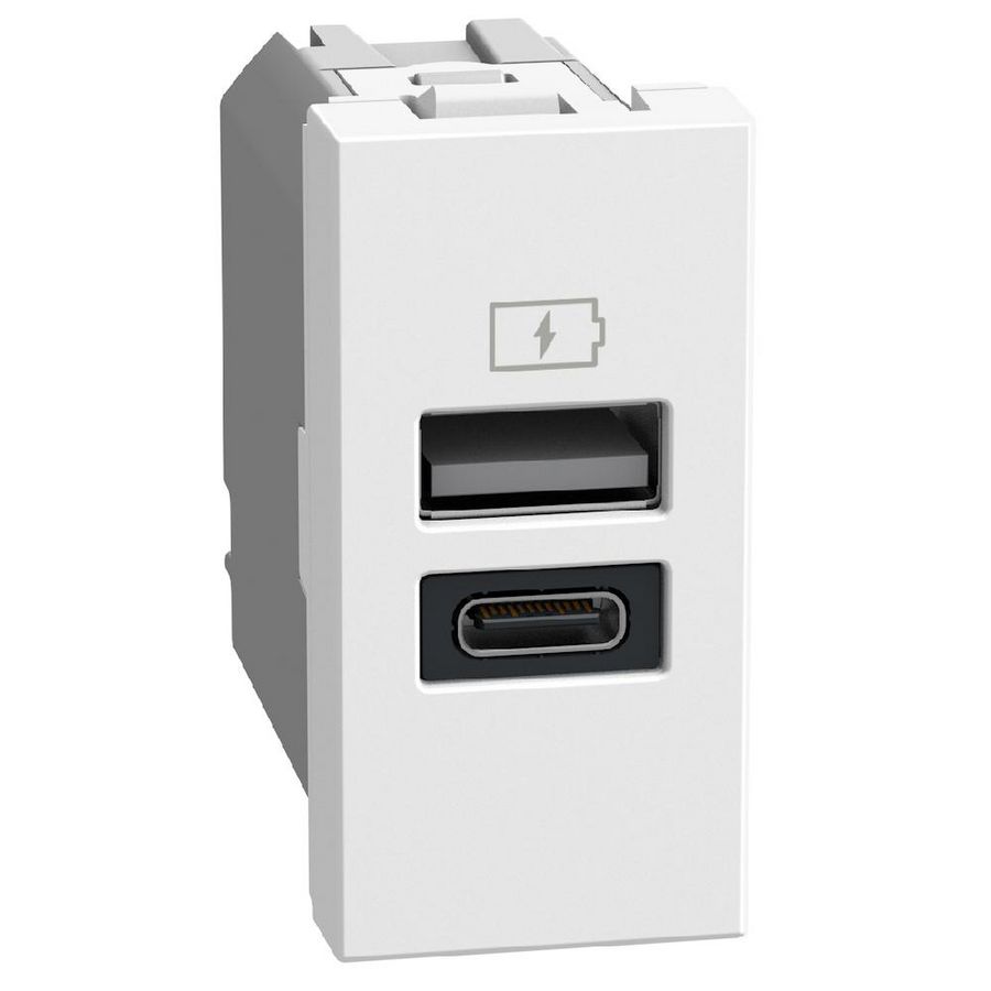 Light Now USB oplader type A+C - 15W - 1 module - wit