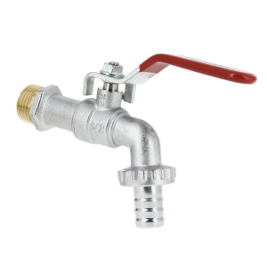 Tapkraan kogelmodel 1/2" vernikkeld incl. slangtule