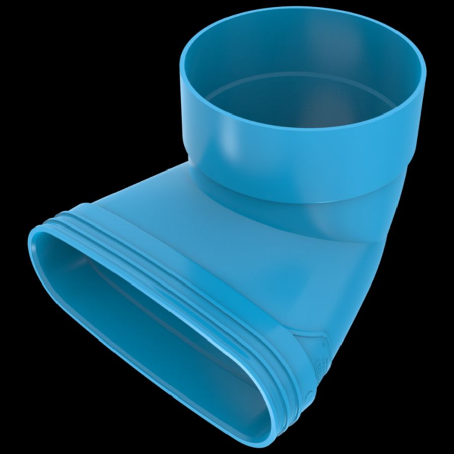 Eindstuk lijm 90° PVC luchtverdeelsysteem VENTIZA blauw (235x80mm) x Ø160mm H=100mm mof/mof