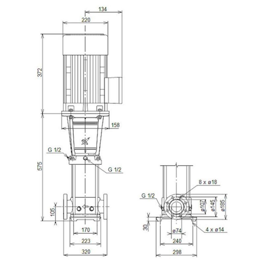 Centrifugaalpomp CR32-2 A-F-A-V-HQQV 3x400D 50 Hz