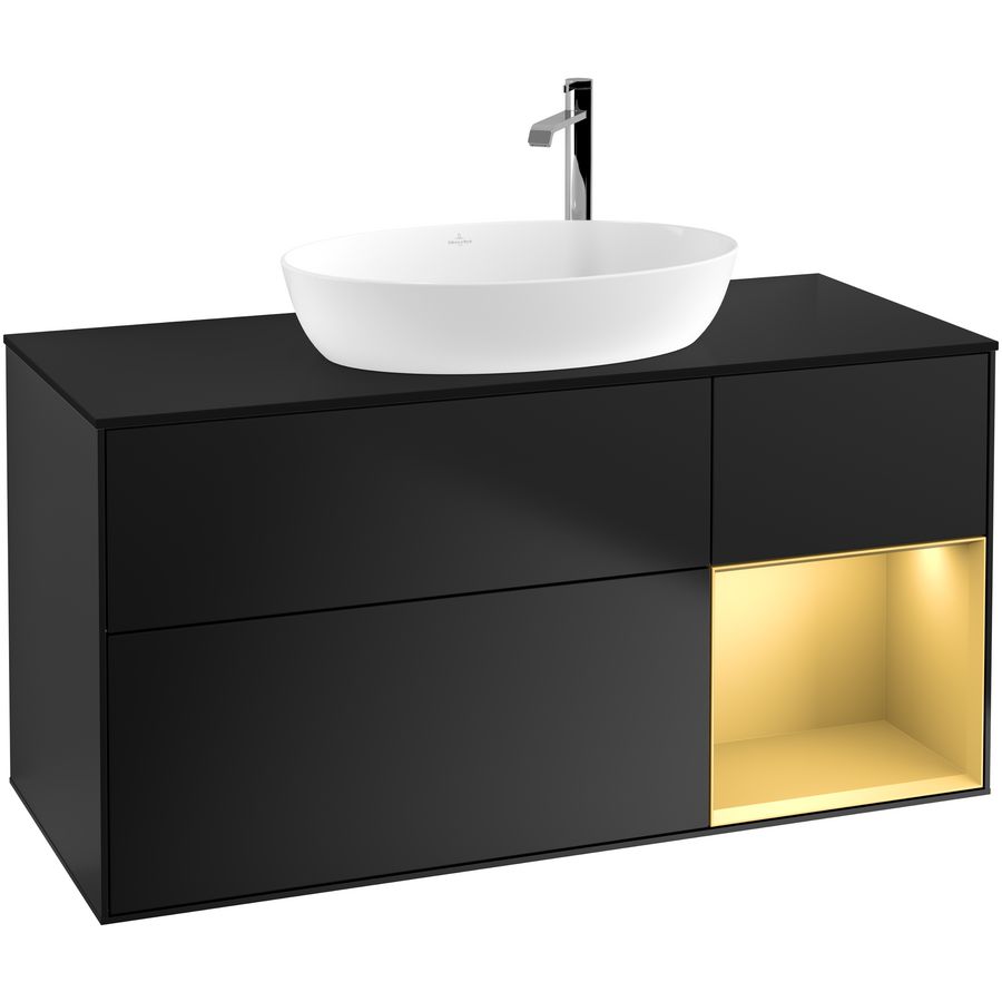 Wastafelonderkast Finion 1200x603x501mm Black Matt Lacquer G952HFPD