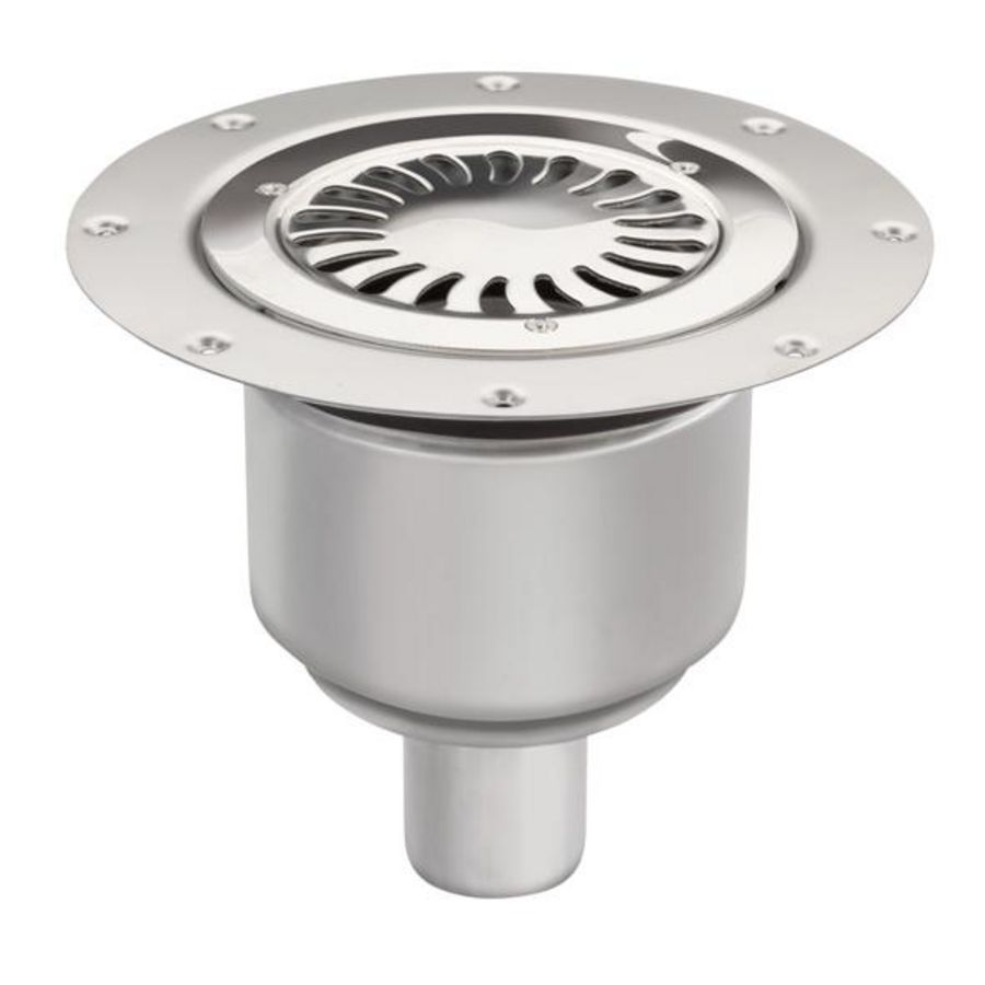 Vloerput diameter 155mm RVS304 m.onderuitlaat 50mm v.vinyl