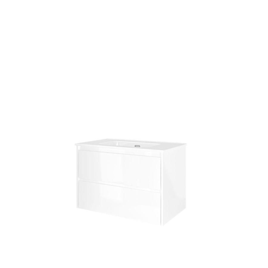 Set Proline porselein Elegant wastafel wit zonder kraangat onderkast symmetrisch glans wit 80x46cm