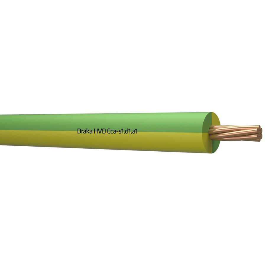 Doos a 100m. installatiedraad HVD halogeenvrij Cca 70C 450/750V ye/gn# 6mm² ms (Groen/geel)