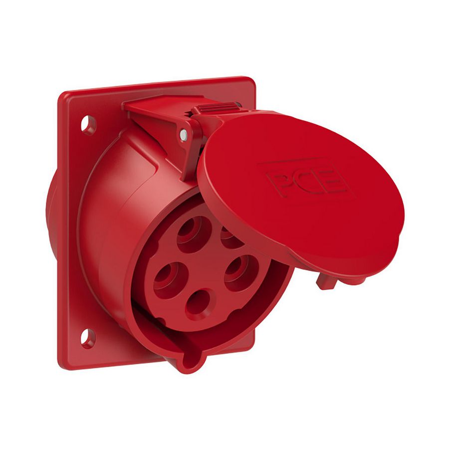 Wandcontactdoos CEE 32A 5p 400V 6h rood IP44 80x97mm