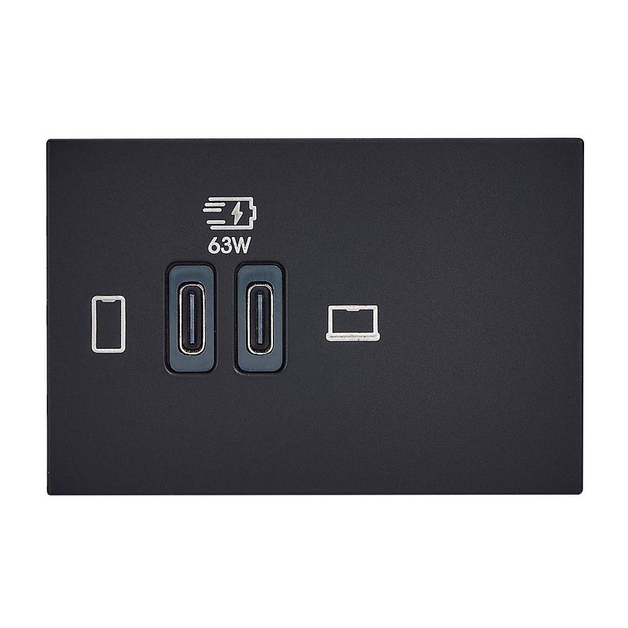 USB Powlader 2 modulen C + C 63W m zw Mosaic