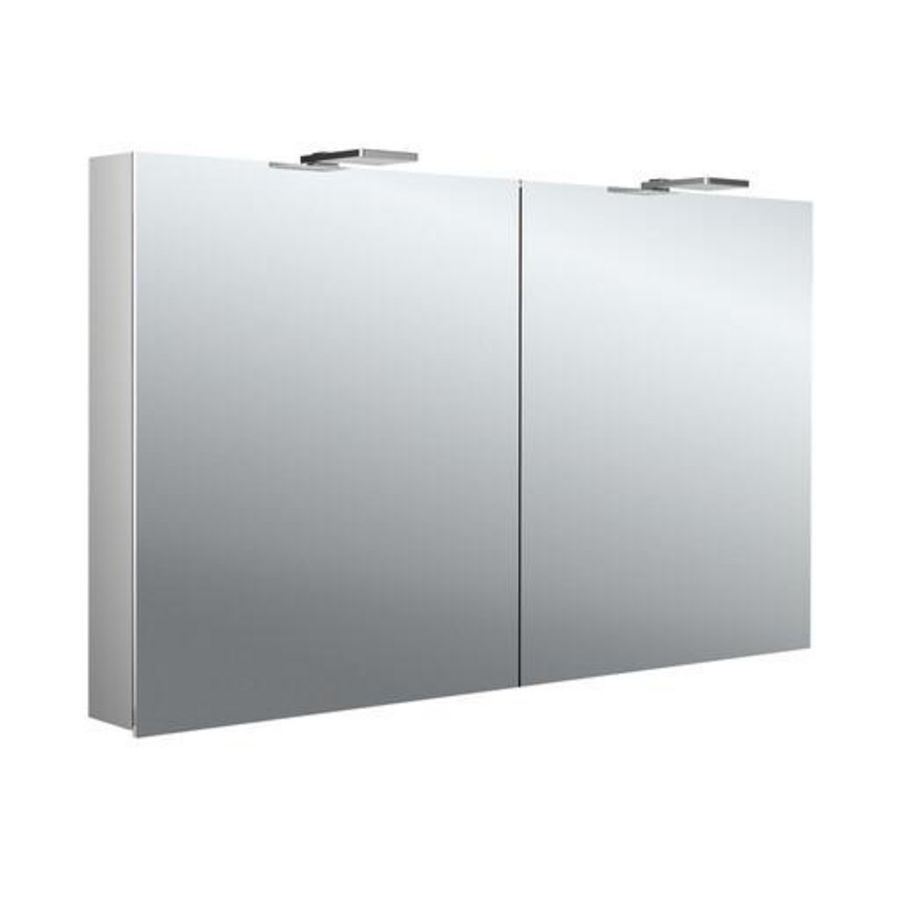 Led-spiegelkast Flat-2 Style 1200mm aluminium opbouw 2 deuren H=711mm