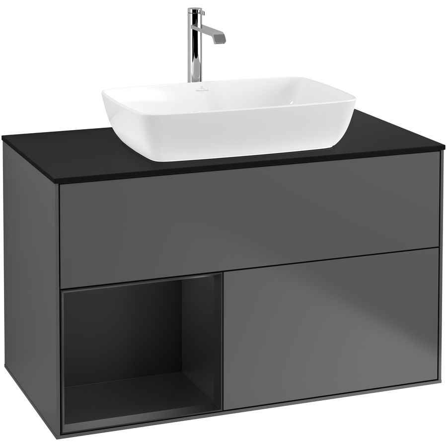 Wastafelonderkast Finion 1000x603x501mm Antr. Matt Lacquer G772PDGK