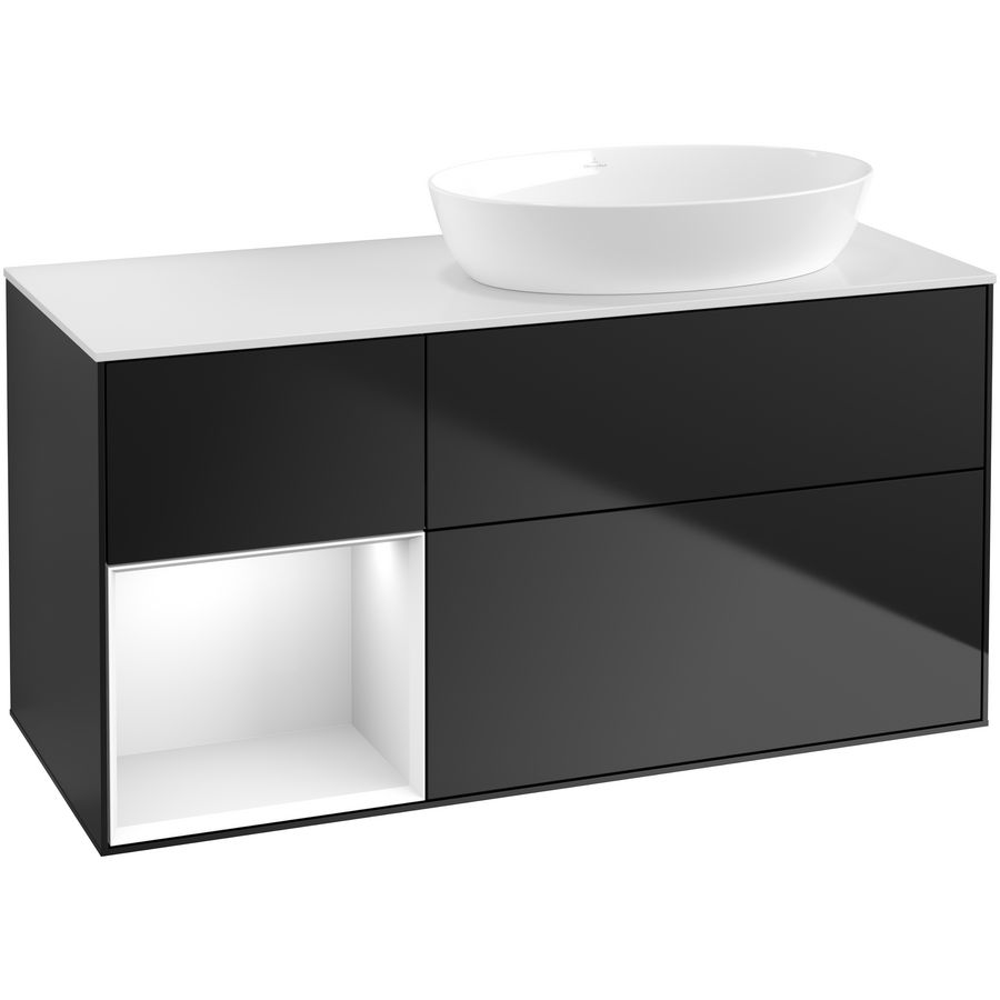 Wastafelonderkast Finion 1200x603x501mm Black Matt Lacquer GA41GFPD