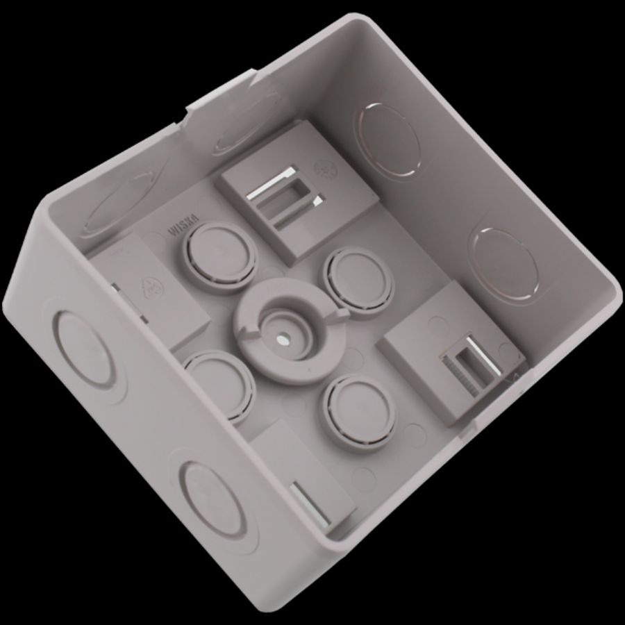 Onderbak WHK 608 kabeldoos, met 3 tules, centrale bevestigingsschroef (WHK608U) VVE=5