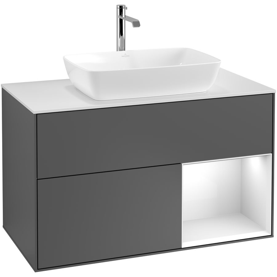 Wastafelonderkast Finion 1000x603x501mm Antr. Matt Lacquer G781GFGK
