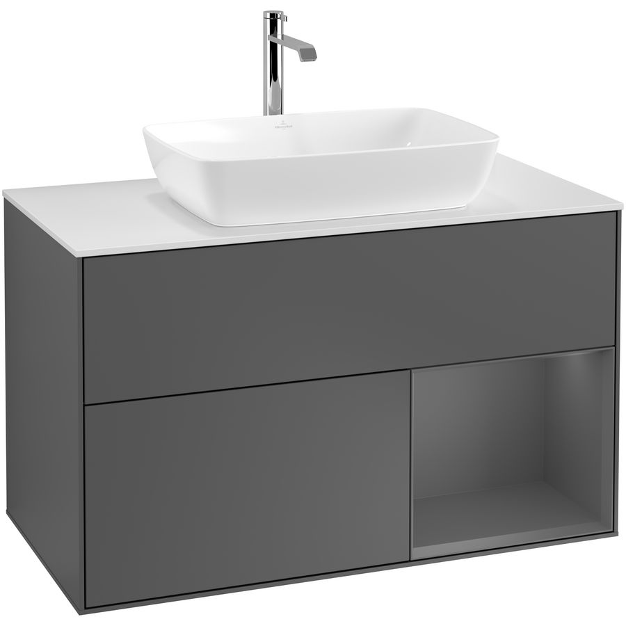 Wastafelonderkast Finion 1000x603x501mm Antr. Matt Lacquer G781GKGK