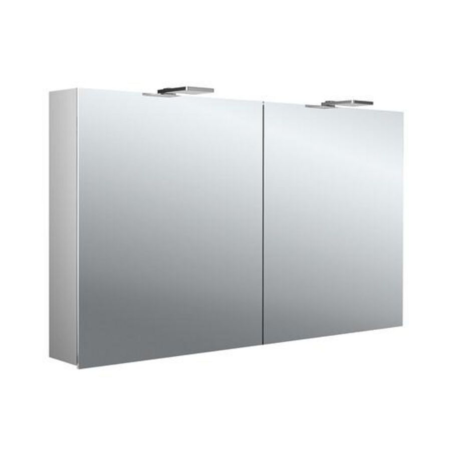Led-spiegelkast Pure-2 Style 1200mm aluminium opbouw 2 deuren H=721mm
