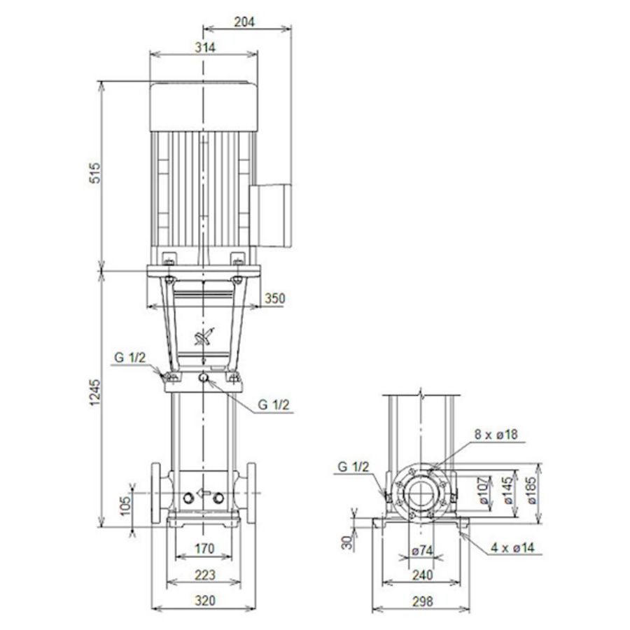 Centrifugaalpomp CR32-10 A-F-A-V-HQQV 3x400/690 50 Hz