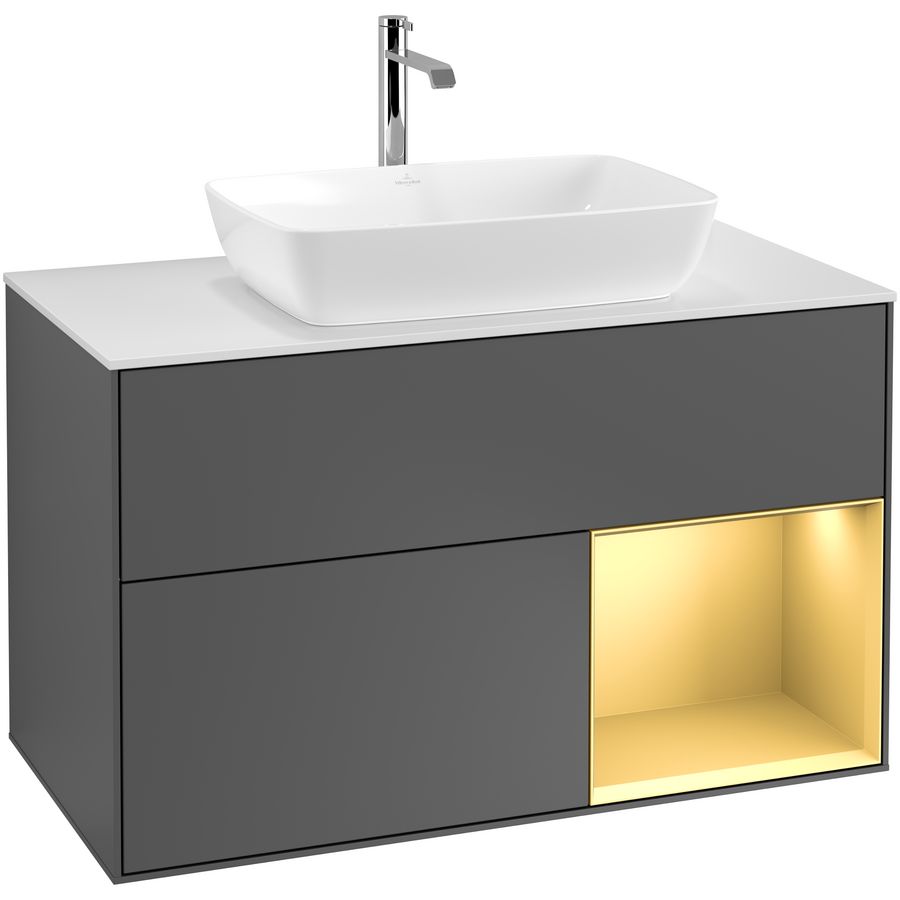 Wastafelonderkast Finion 1000x603x501mm Antr. Matt Lacquer G781HFGK