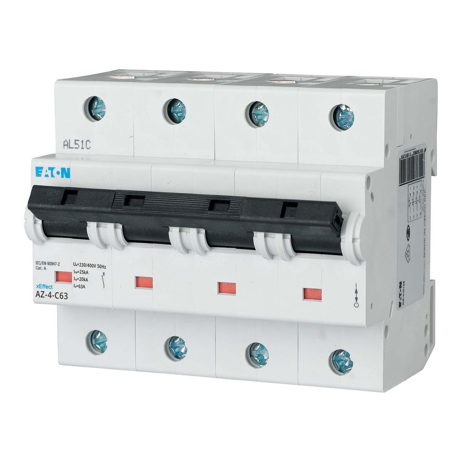 installatieautomaat (MCB) AZ C-karakteristiek 63A 4-polig 25kA