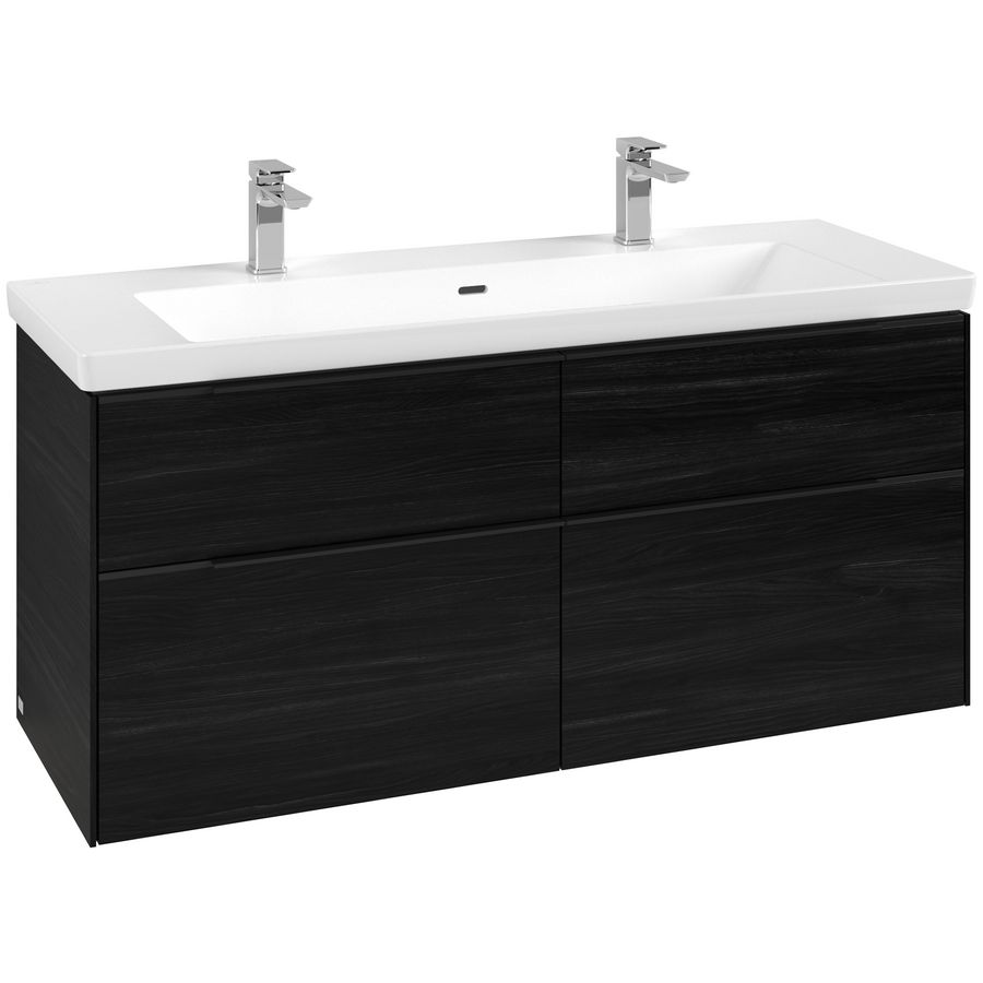 Wastafelonderkastkast SUBWAY 3.0 1272x576x478mm Black Oak C602L1AB greep Volcano Black