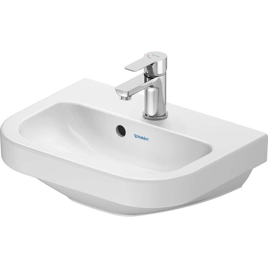 D-CODE # Fontein hoogglans 450mm wit met kraangat met overloop